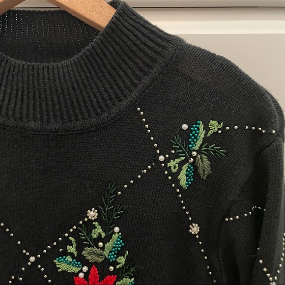 CHRISTMAS SWEATER Vintage Beaded & Warm - Picture 6 of 13